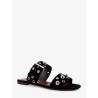 Suede sandals with side metal VLogo