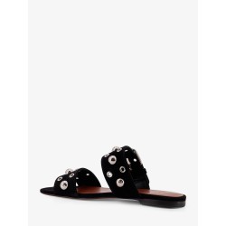 Suede sandals with side metal VLogo