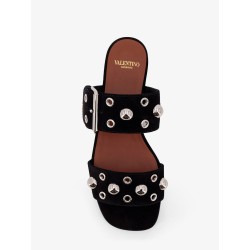 Suede sandals with side metal VLogo