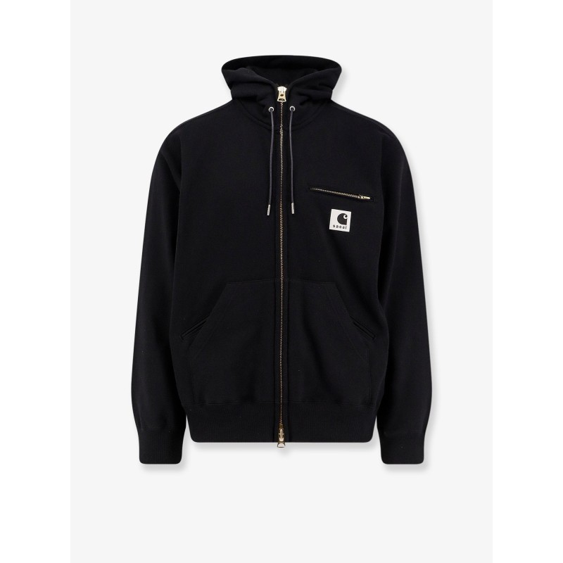 Cotton sweatshirt with double logo patch