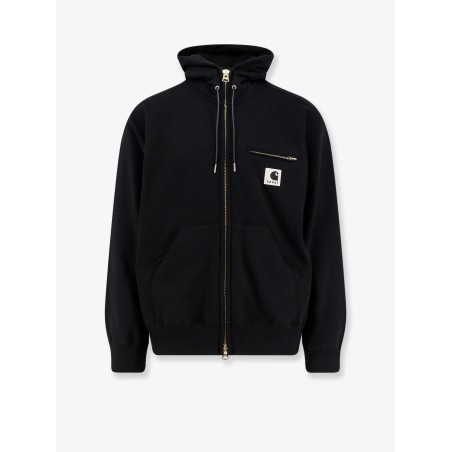 Cotton sweatshirt with double logo patch