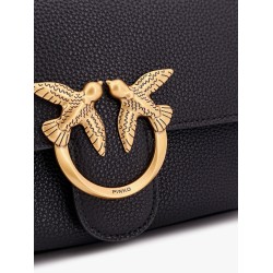 Leather shoulder bag with metal love birds buckle