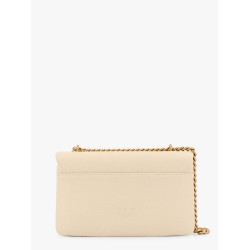 Leather shoulder bag with metal love birds buckle