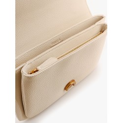 Leather shoulder bag with metal love birds buckle