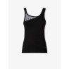 Cotton blend tank top with lace inserts
