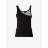 Cotton blend tank top with lace inserts