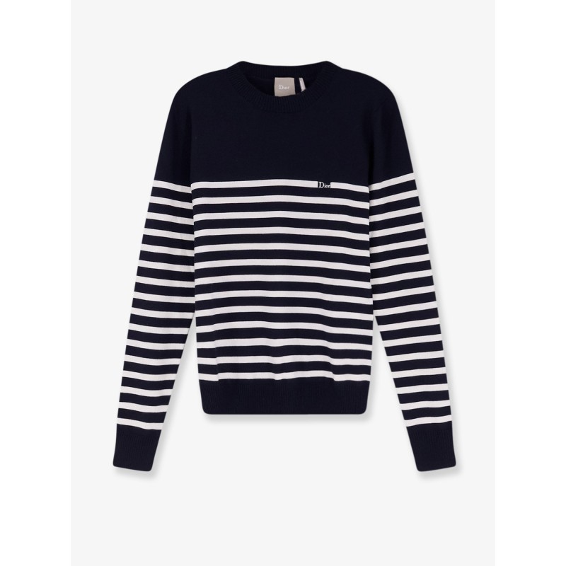 Wool sweater with striped pattern