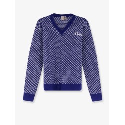 Wool sweater with bicolor pattern