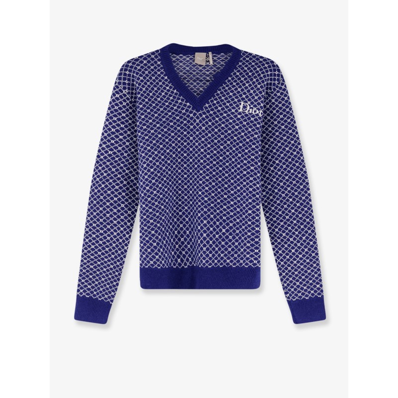 Wool sweater with bicolor pattern