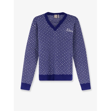 Wool sweater with bicolor pattern