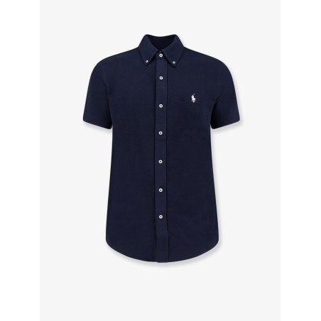 Cotton shirt with front embroidered logo