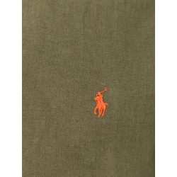 Linen shirt with embroidered logo on the front