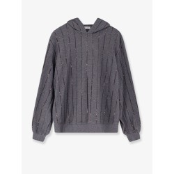 Dazzling chalk stripe embroidery cotton sweatshirt