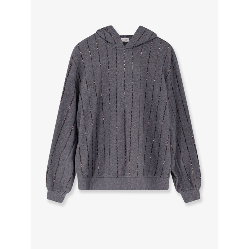 Dazzling chalk stripe embroidery cotton sweatshirt