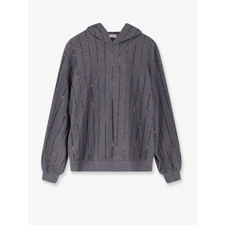 Dazzling chalk stripe embroidery cotton sweatshirt