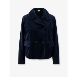 Double-breasted velvet blazer