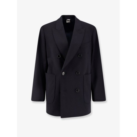 Double-breasted wool blend blazer