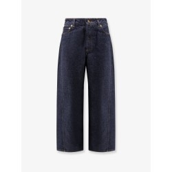 Twisted dark blue denim jeans