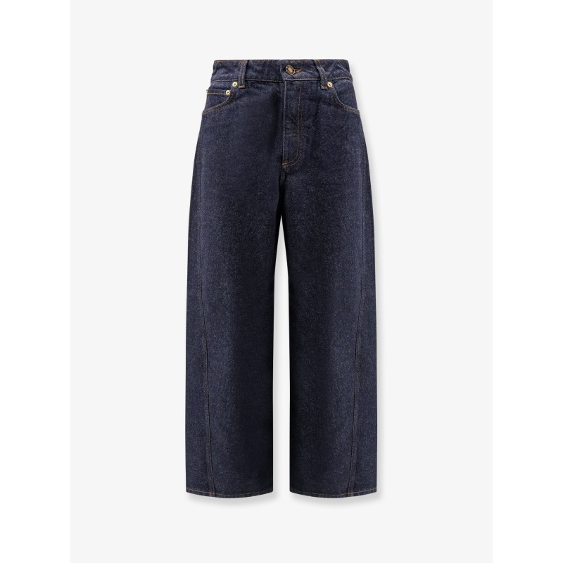 Twisted dark blue denim jeans