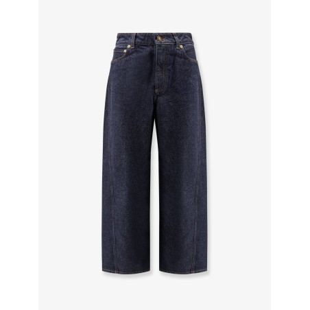 Twisted dark blue denim jeans