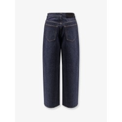 Twisted dark blue denim jeans