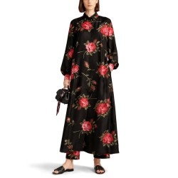 ROSE BOUQUET PRINT TWILL LONG DRESS
