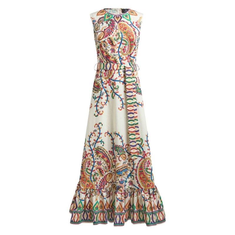 LONG DRESS WITH FLORAL PAISLEY PRINT