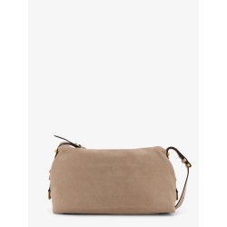 Suede crossbody bag with metal detail with engraved logo