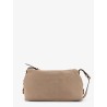 Suede crossbody bag with metal detail with engraved logo