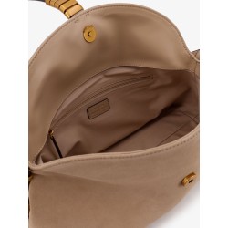 Suede crossbody bag with metal detail with engraved logo