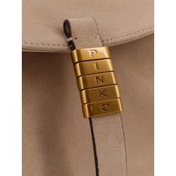 Suede crossbody bag with metal detail with engraved logo