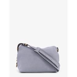 Suede shoulder bag with metal logo detail