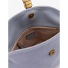 Suede shoulder bag with metal logo detail