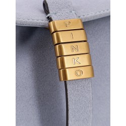 Suede shoulder bag with metal logo detail