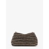 Mini T-lock clutch in leather with woven pattern