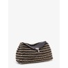 Mini T-lock clutch in leather with woven pattern