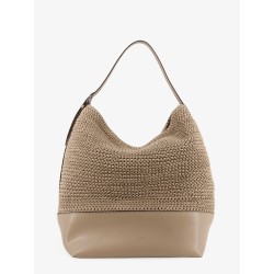 Leather shoulder bag with woven pattern
