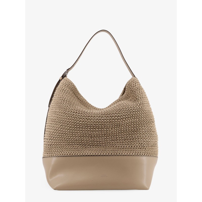 Leather shoulder bag with woven pattern