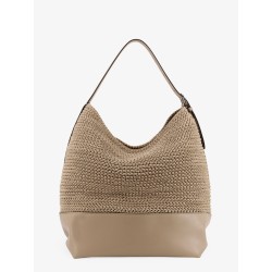 Leather shoulder bag with woven pattern