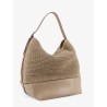 Leather shoulder bag with woven pattern