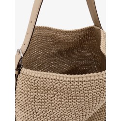 Leather shoulder bag with woven pattern