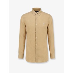 Linen shirt with logo embroidery