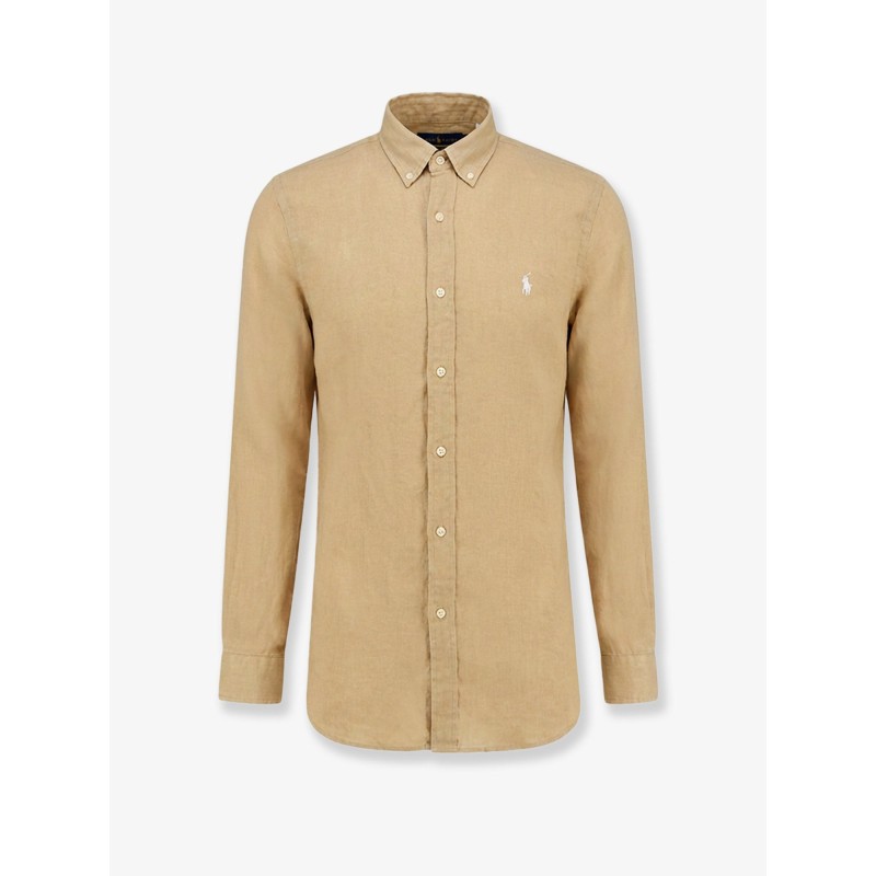 Linen shirt with logo embroidery