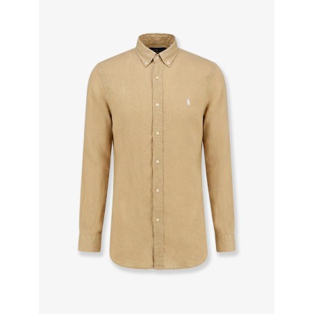 Linen shirt with logo embroidery