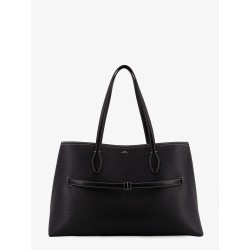 Leather shoulder bag with lettering logo on the front