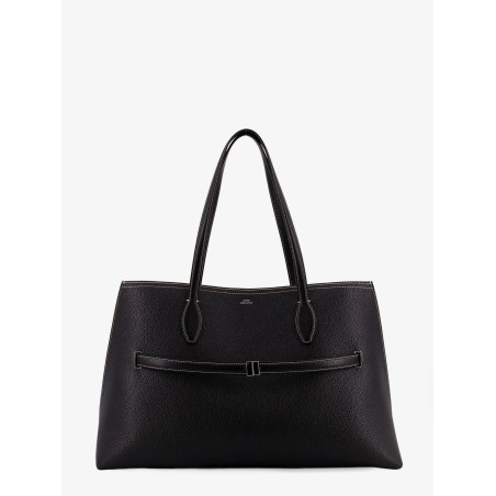 Leather shoulder bag with lettering logo on the front