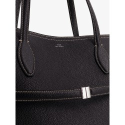 Leather shoulder bag with lettering logo on the front