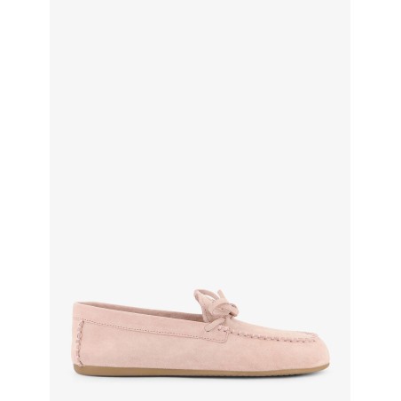 Suede loafer with frontal logo