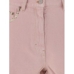 Denim shorts with frayed edges