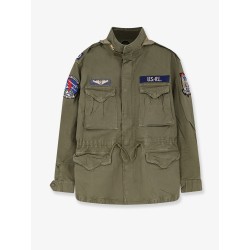 Cotton denim jacket with front logo patch